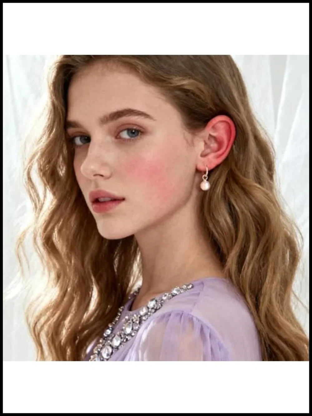 14K Gold Plated Pearl Dangle Drop Huggie Hoop Earrings for Women Hypoallergenic